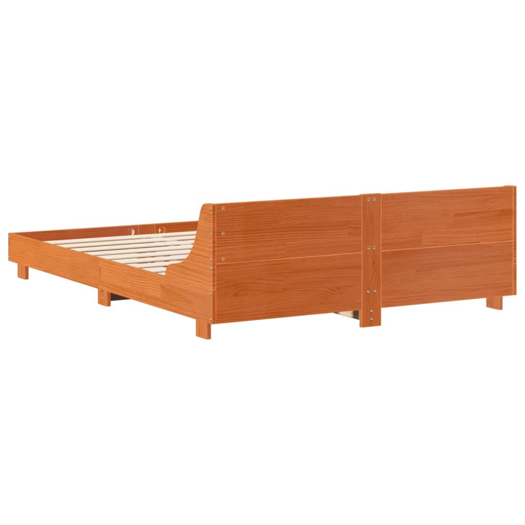 Letto senza Materasso Marrone Cera 120x200 cm in Legno di Pino | homemem39