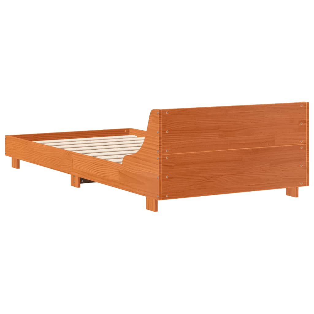 Letto senza Materasso Marrone Cera 100x200 cm in Legno di Pino | homemem39