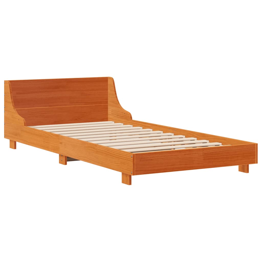 Letto senza Materasso Marrone Cera 90x200 cm Legno di Pino | homemem39