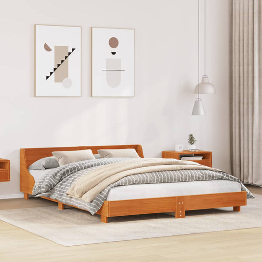 Letto senza Materasso Marrone Cera 140x190 cm in Legno di Pino | homemem39