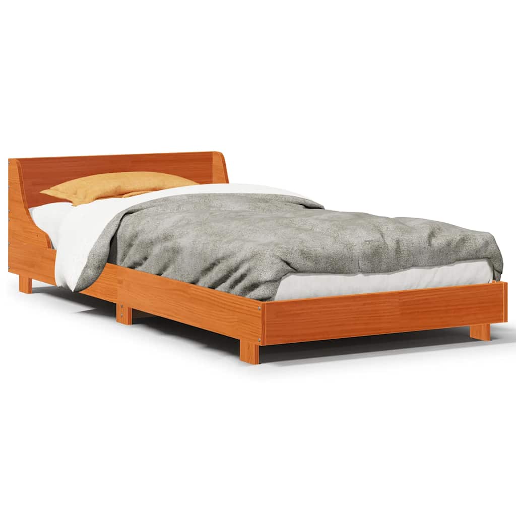 Letto senza Materasso Marrone Cera 90x190 cm in Legno di Pino | homemem39