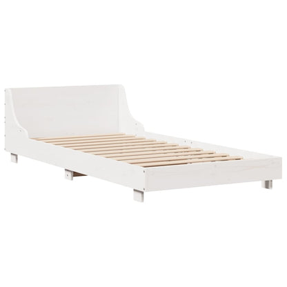 Letto senza Materasso Bianco 75x190 in Legno Massello di Pino - homemem39