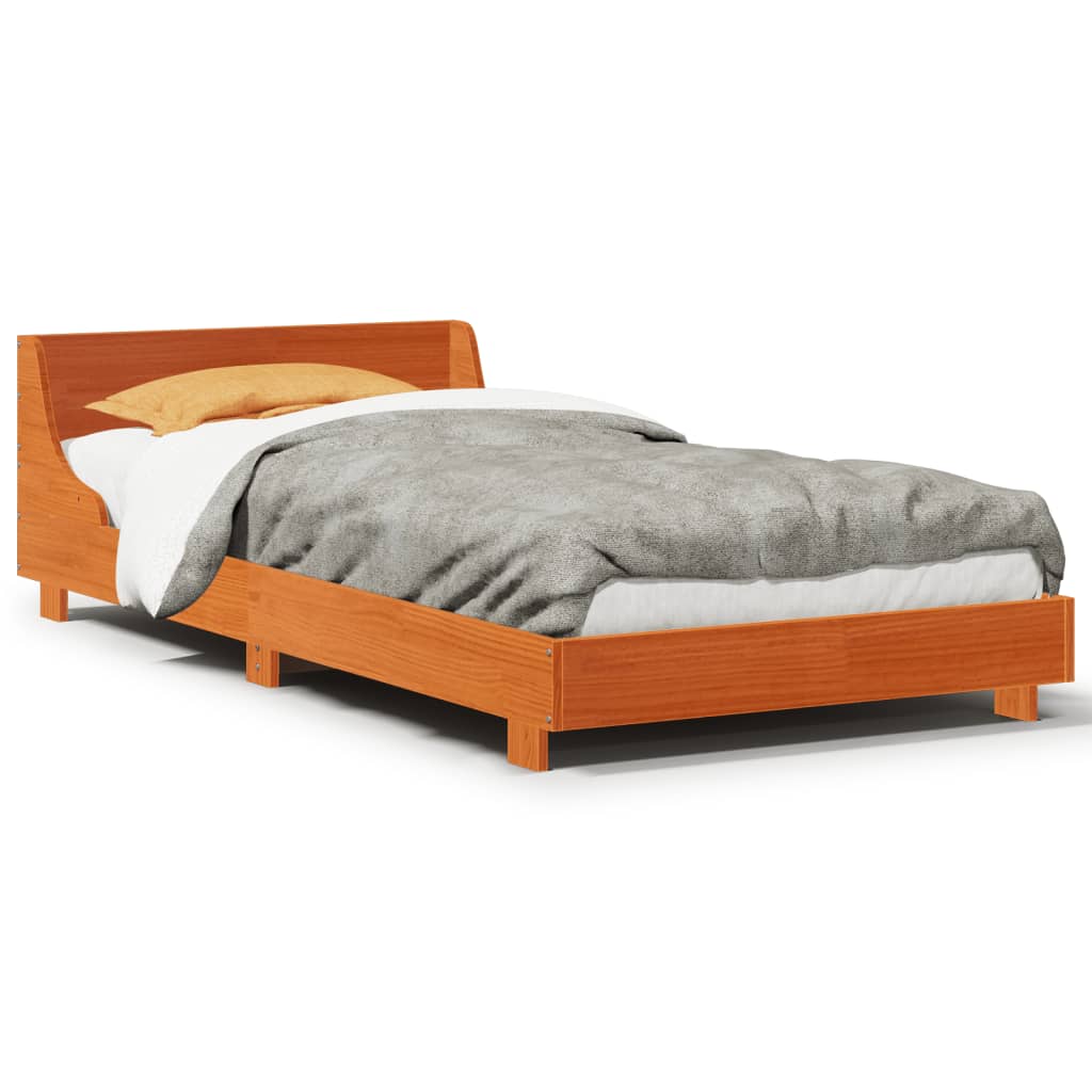 Letto senza Materasso Marrone Cera 75x190 cm in Legno di Pino | homemem39