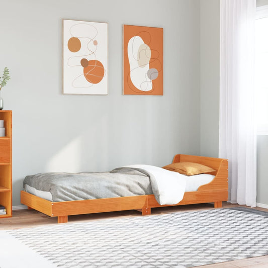 Letto senza Materasso Marrone Cera 75x190 cm in Legno di Pino | homemem39