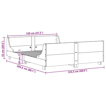 Letto senza Materasso 120x200 cm in Legno Massello di Pino | homemem39