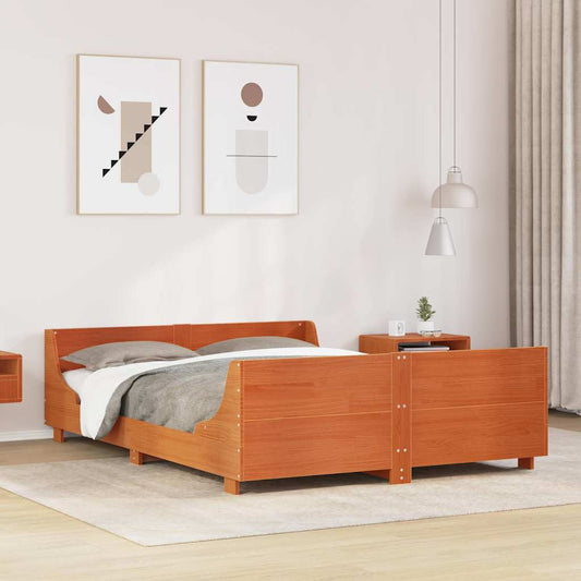 Letto senza Materasso Marrone Cera 120x200 cm in Legno di Pino | homemem39