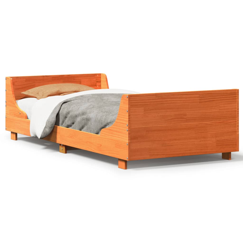 Letto senza Materasso Marrone Cera 100x200 cm in Legno di Pino | homemem39