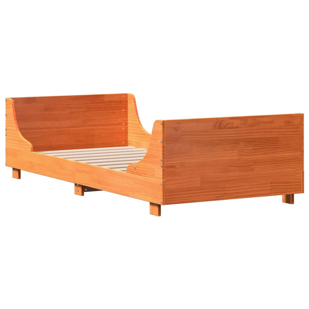 Letto senza Materasso Marrone Cera 90x200 cm Legno di Pino | homemem39