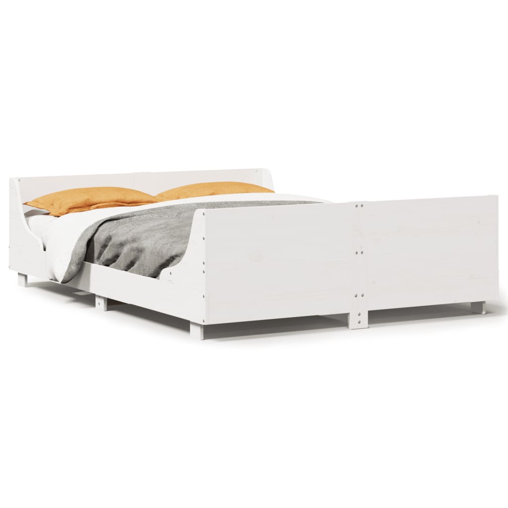 Letto senza Materasso Bianco 120x190 cm Legno Massello di Pino | homemem39
