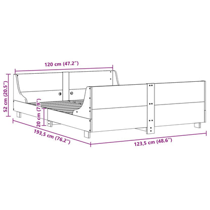 Letto senza Materasso Bianco 120x190 cm Legno Massello di Pino | homemem39