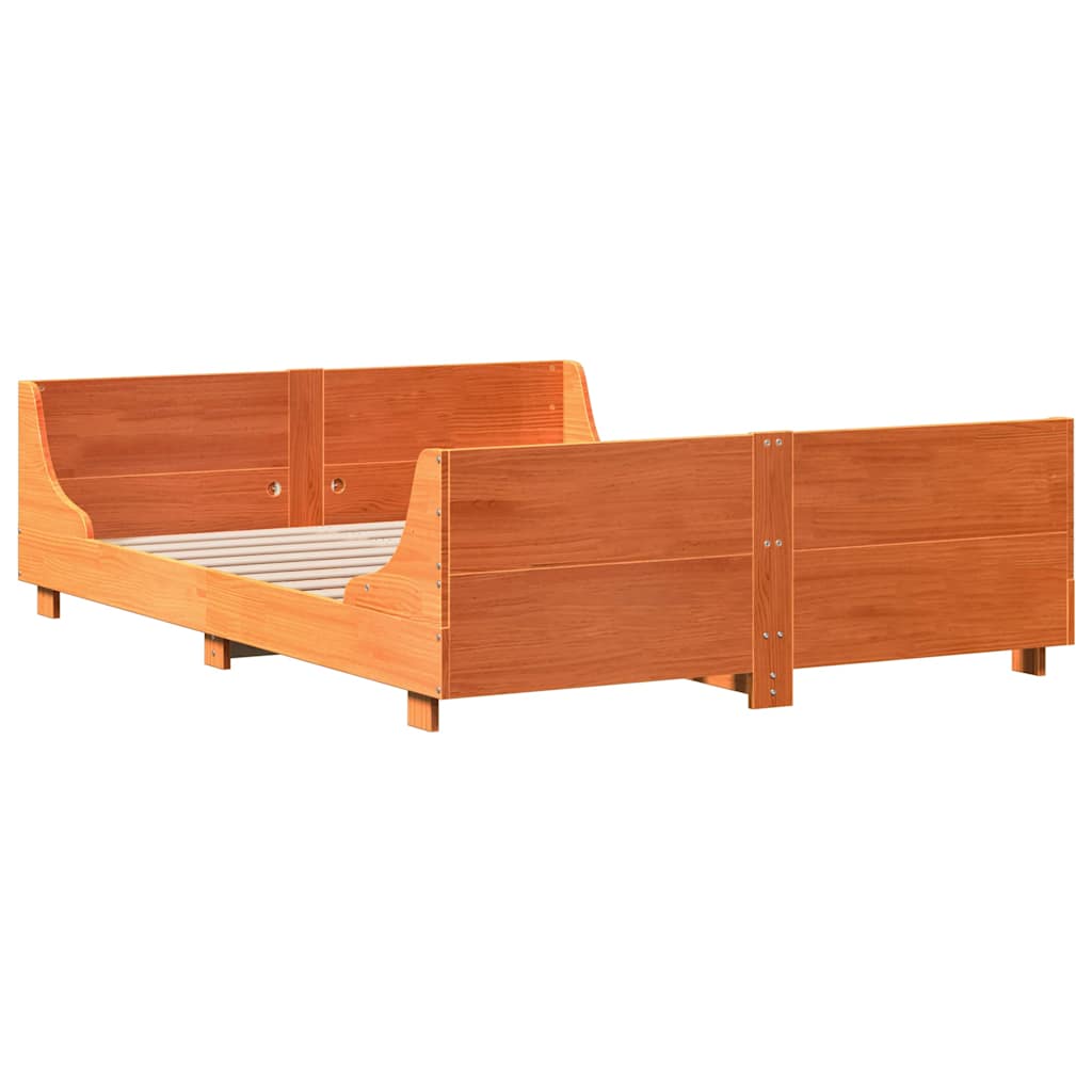Letto senza Materasso Marrone Cera 120x190 cm in Legno di Pino | homemem39