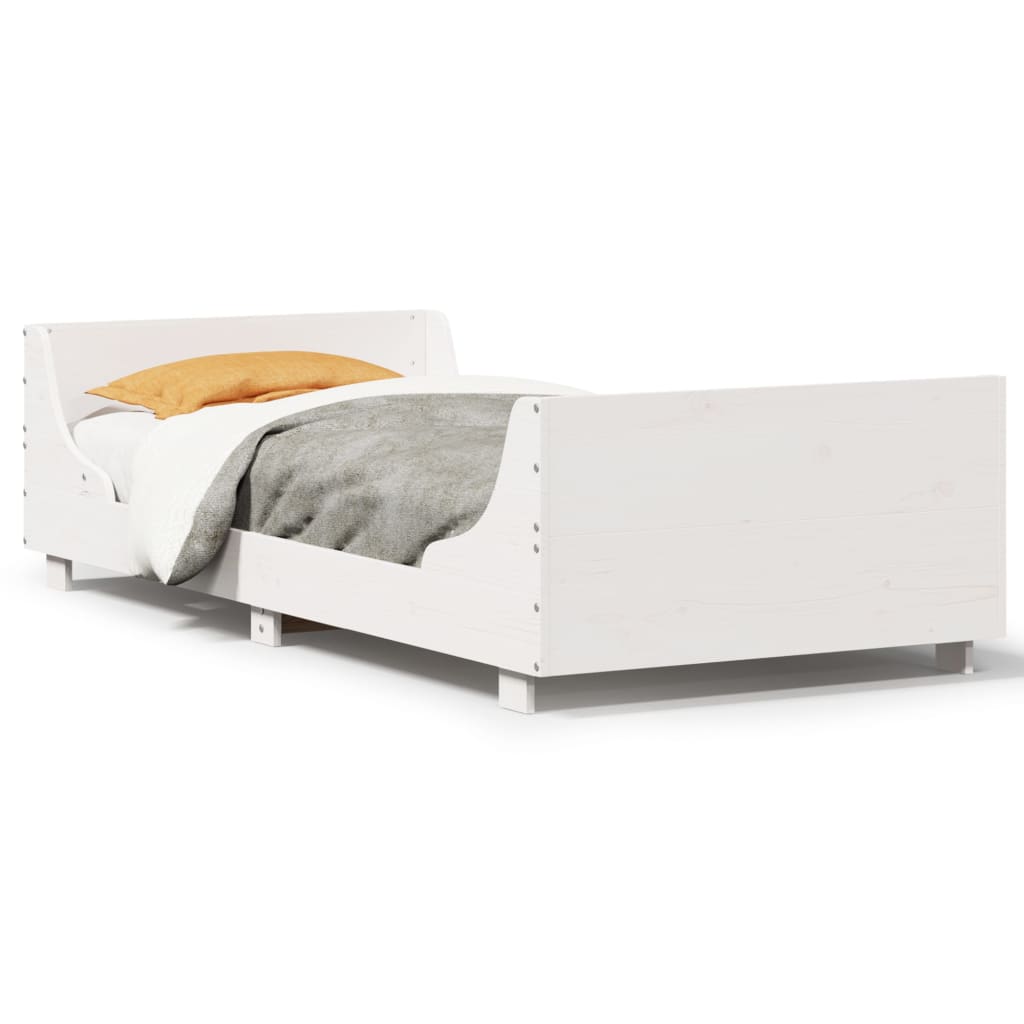 Letto senza Materasso Bianco 90x190 cm in Legno Massello Pino - homemem39