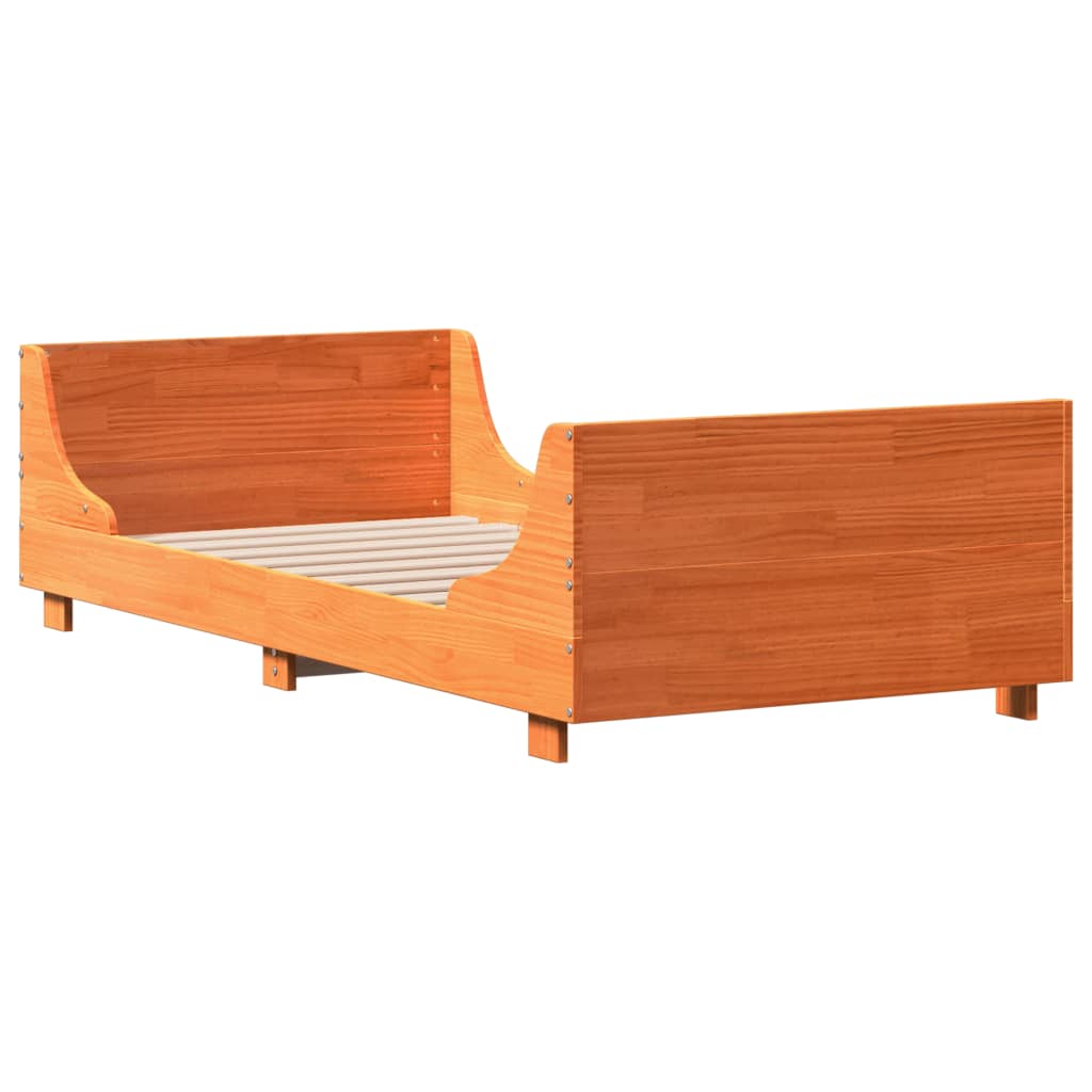 Letto senza Materasso Marrone Cera 90x190 cm in Legno di Pino | homemem39
