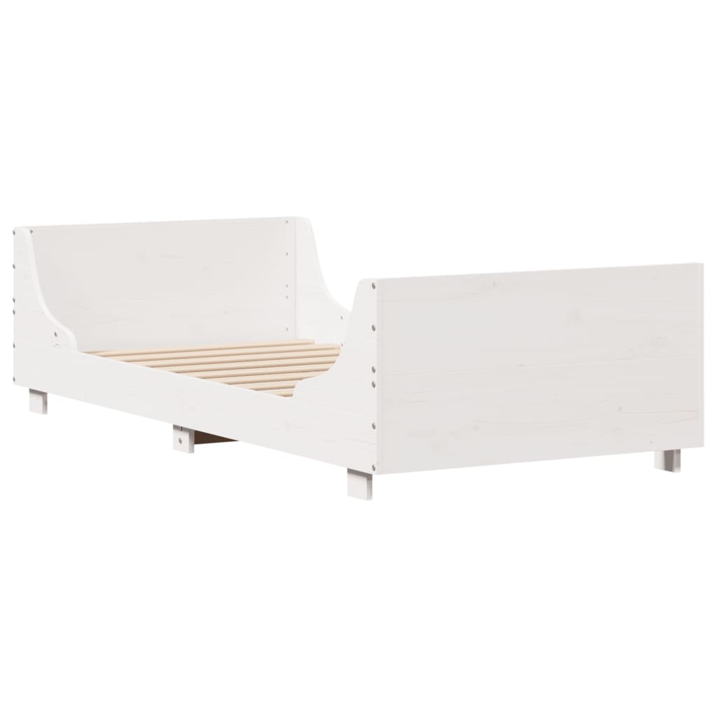Letto senza Materasso Bianco 75x190 in Legno Massello di Pino | homemem39