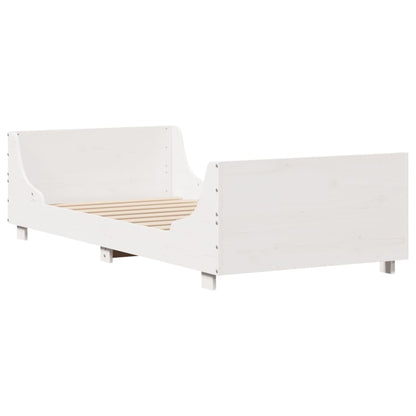 Letto senza Materasso Bianco 75x190 in Legno Massello di Pino - homemem39