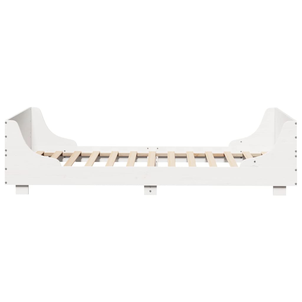Letto senza Materasso Bianco 75x190 in Legno Massello di Pino | homemem39