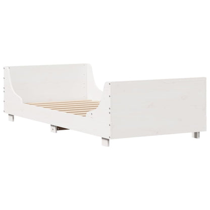 Letto senza Materasso Bianco 75x190 in Legno Massello di Pino | homemem39