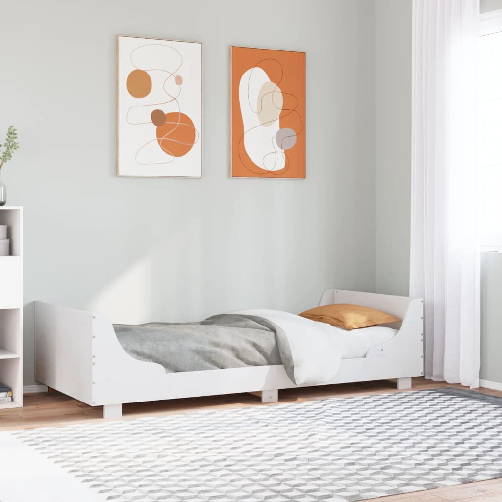 Letto senza Materasso Bianco 75x190 in Legno Massello di Pino - homemem39