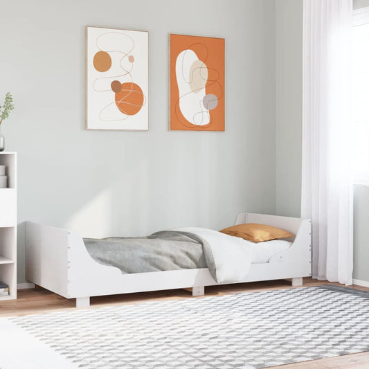 Letto senza Materasso Bianco 75x190 in Legno Massello di Pino - homemem39