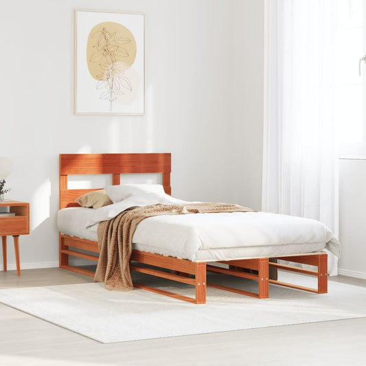 Letto senza Materasso Marrone Cera 90x200 cm Legno di Pino | homemem39