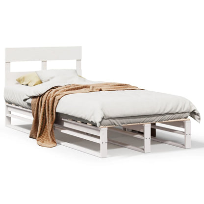 Letto senza Materasso Bianco 75x190 in Legno Massello di Pino | homemem39