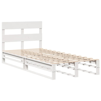 Letto senza Materasso Bianco 75x190 in Legno Massello di Pino - homemem39