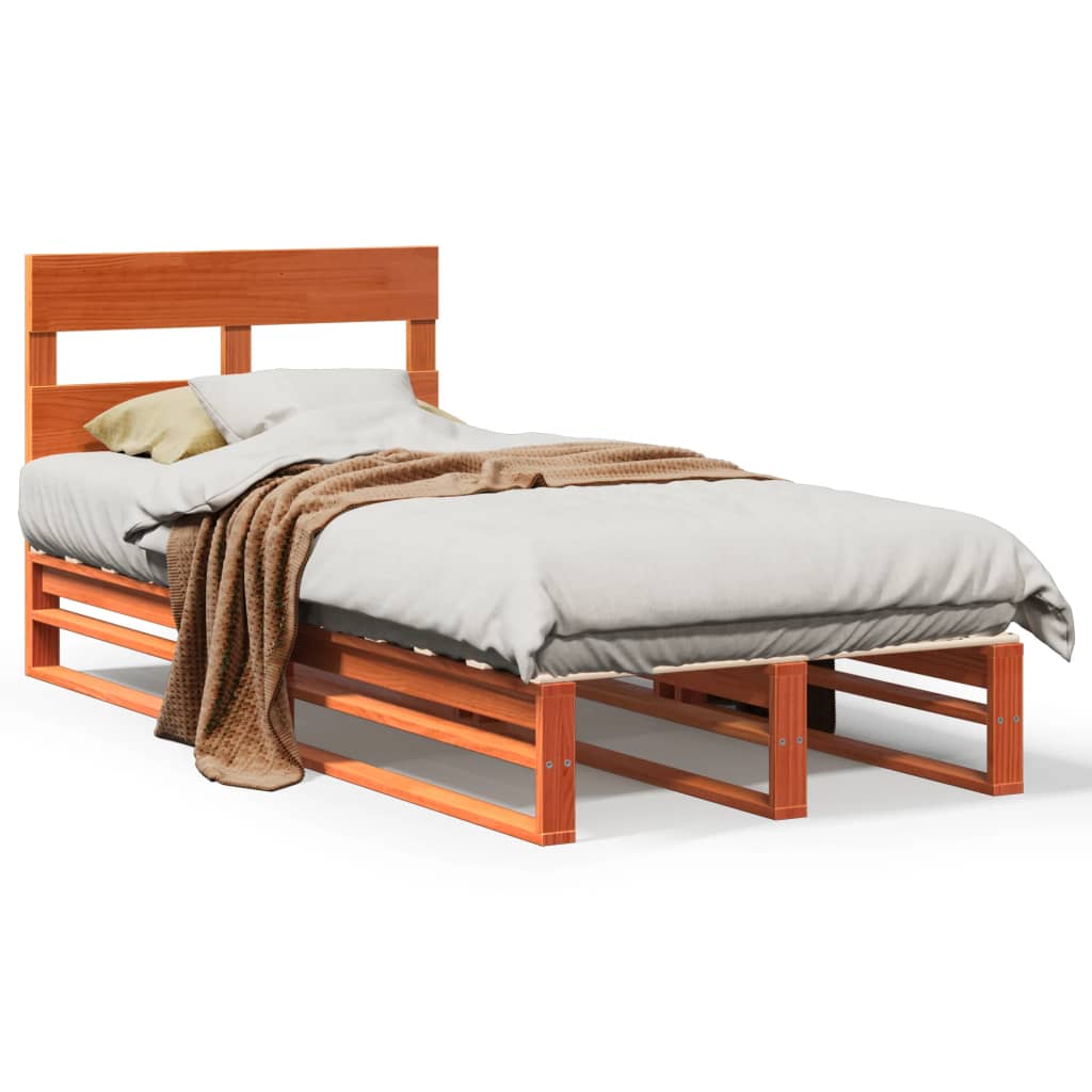 Letto senza Materasso Marrone Cera 75x190 cm in Legno di Pino - homemem39