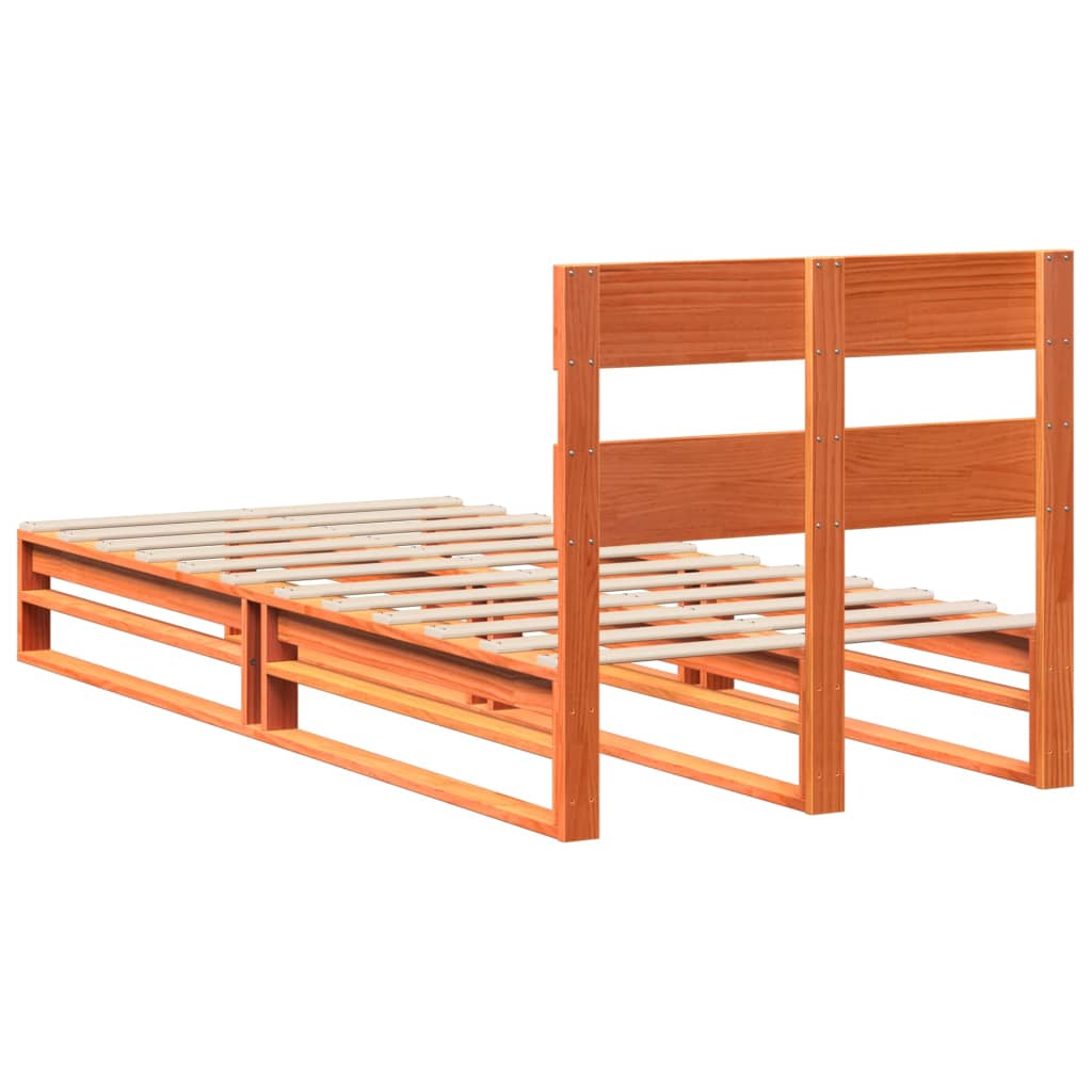 Letto senza Materasso Marrone Cera 75x190 cm in Legno di Pino | homemem39