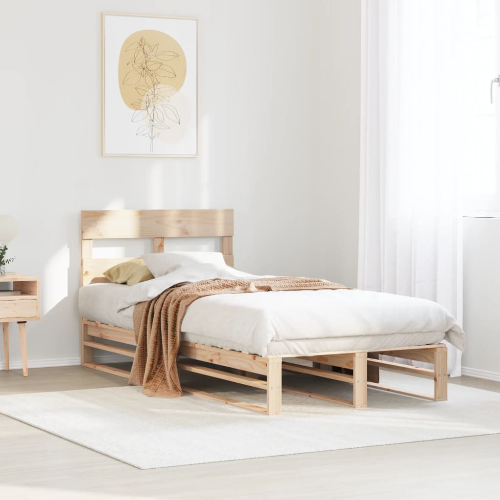 Letto senza Materasso 90x190 cm in Legno Massello di Pino - homemem39