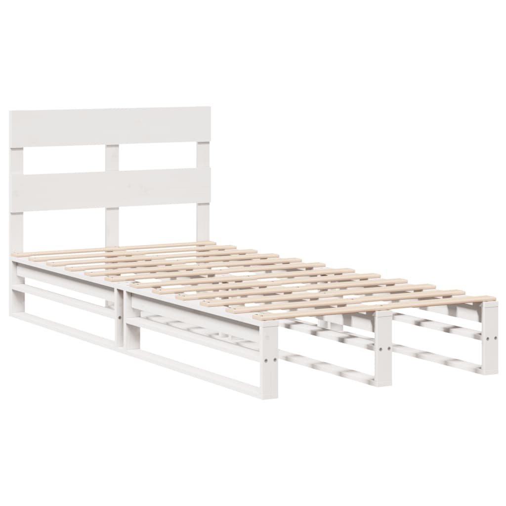 Letto senza Materasso Bianco 90x190 cm in Legno Massello Pino - homemem39