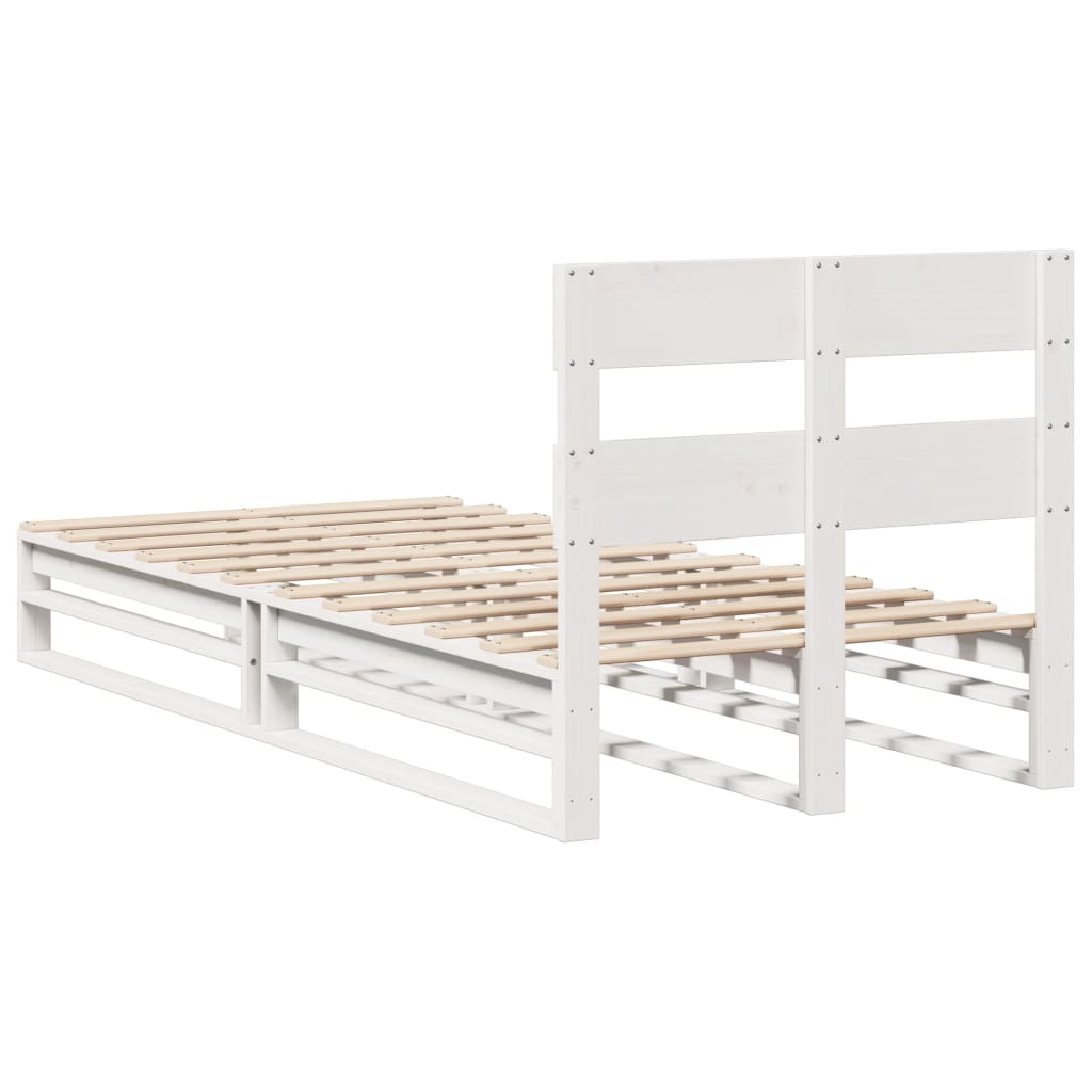 Letto senza Materasso Bianco 90x190 cm in Legno Massello Pino | homemem39
