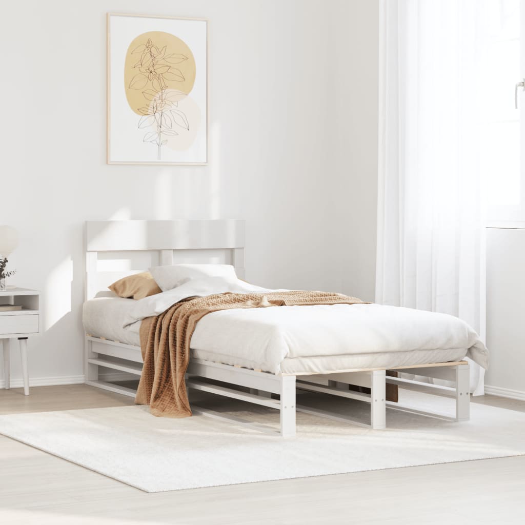 Letto senza Materasso Bianco 90x190 cm in Legno Massello Pino - homemem39