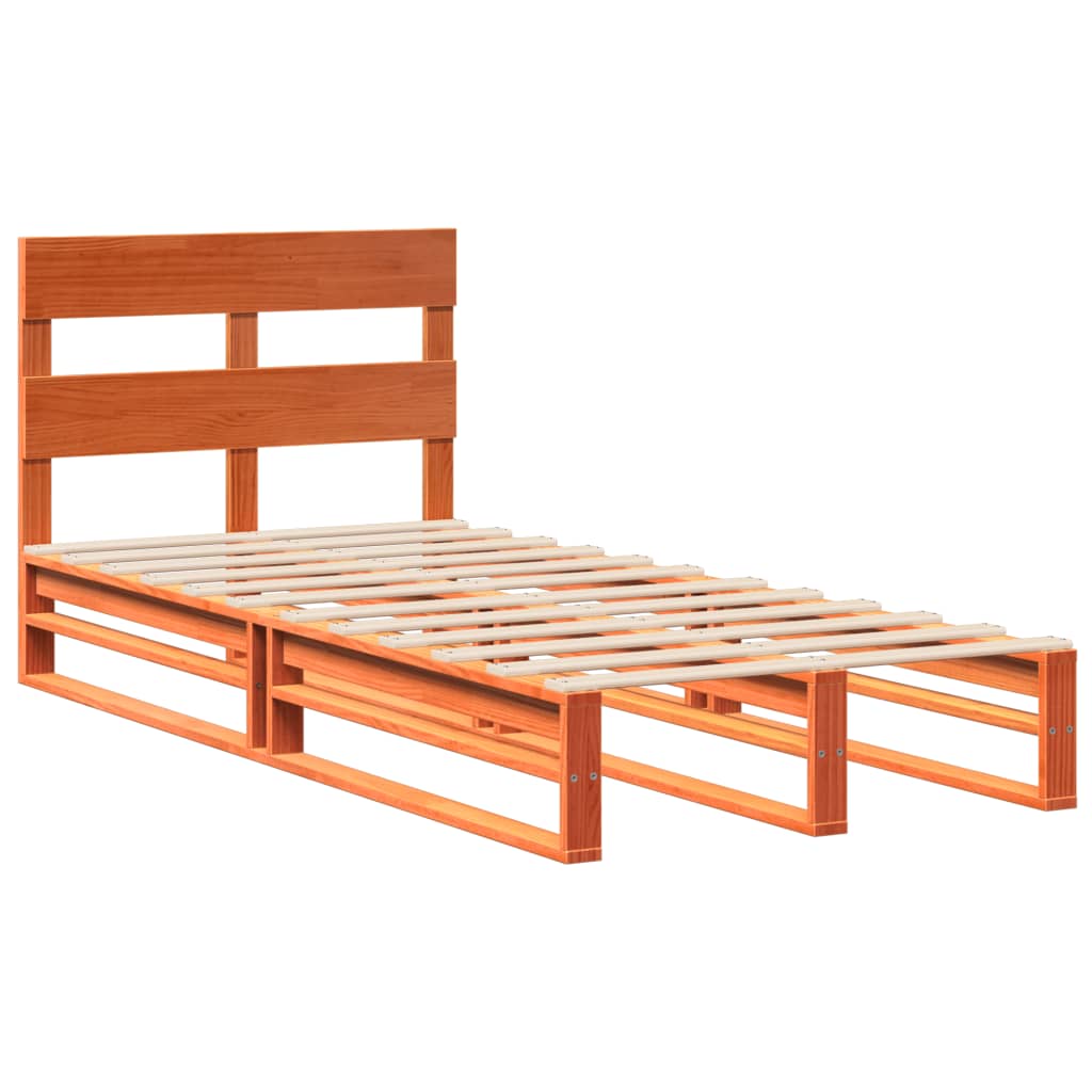 Letto senza Materasso Marrone Cera 90x190 cm in Legno di Pino | homemem39