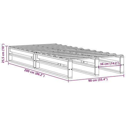 Letto senza Materasso 90x200 cm in Legno Massello di Pino | homemem39