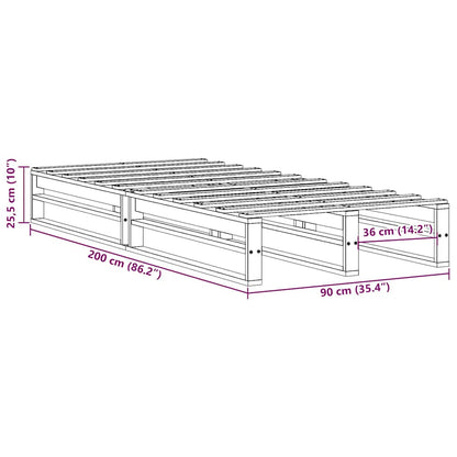 Letto senza Materasso Bianco 90x200 cm Legno Massello di Pino | homemem39