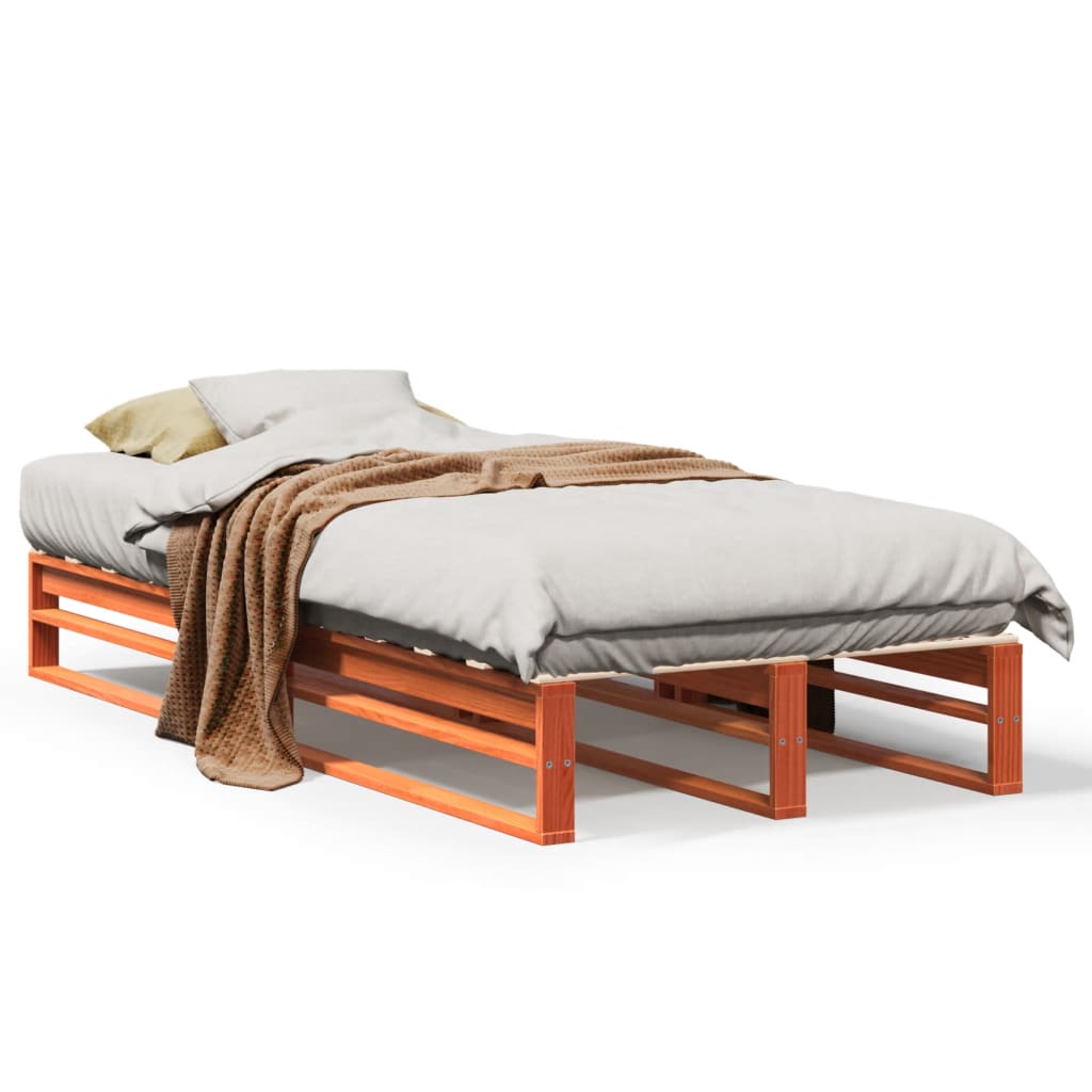 Letto senza Materasso Marrone Cera 90x200 cm Legno di Pino | homemem39