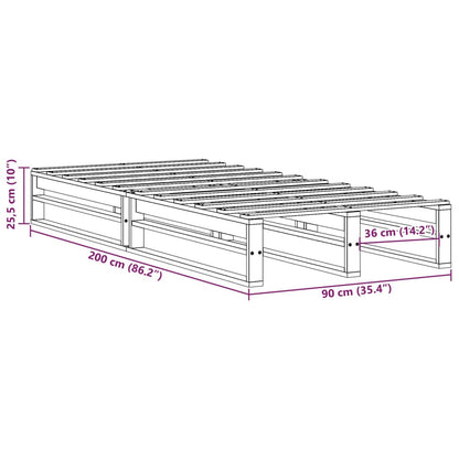 Letto senza Materasso Marrone Cera 90x200 cm Legno di Pino | homemem39