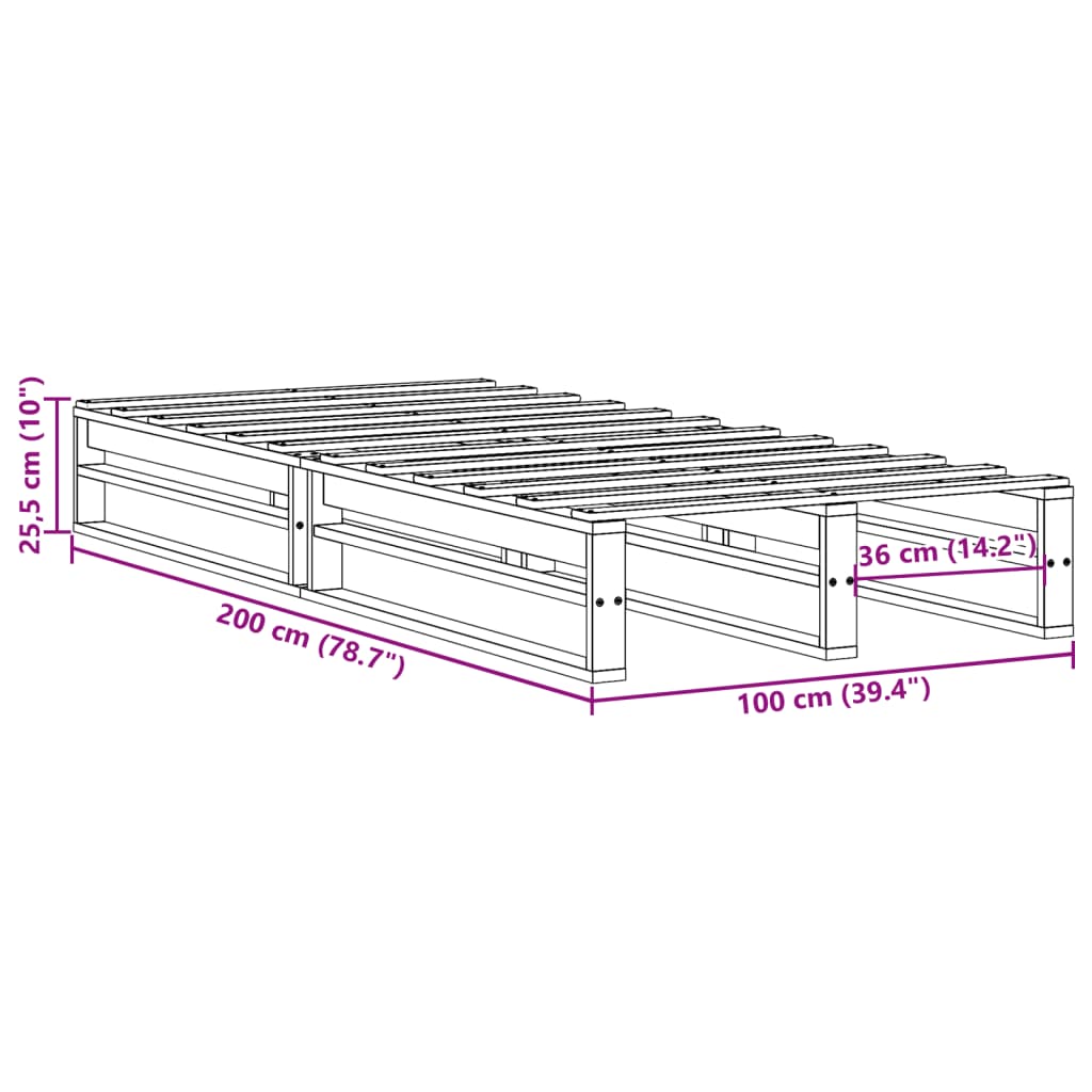 Giroletto senza Materasso Bianco 100x200 cm Legno Massello Pino | homemem39