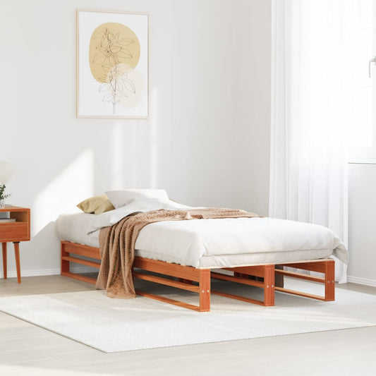 Letto senza Materasso Marrone Cera 100x200 cm in Legno di Pino | homemem39