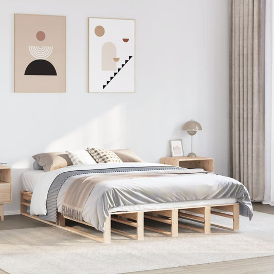 Letto senza Materasso 140x200 cm in Legno Massello di Pino | homemem39