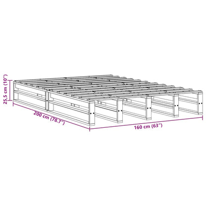 Letto senza Materasso Bianco 160x200 cm Legno Massello di Pino | homemem39