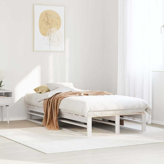 Letto senza Materasso Bianco 75x190 in Legno Massello di Pino | homemem39