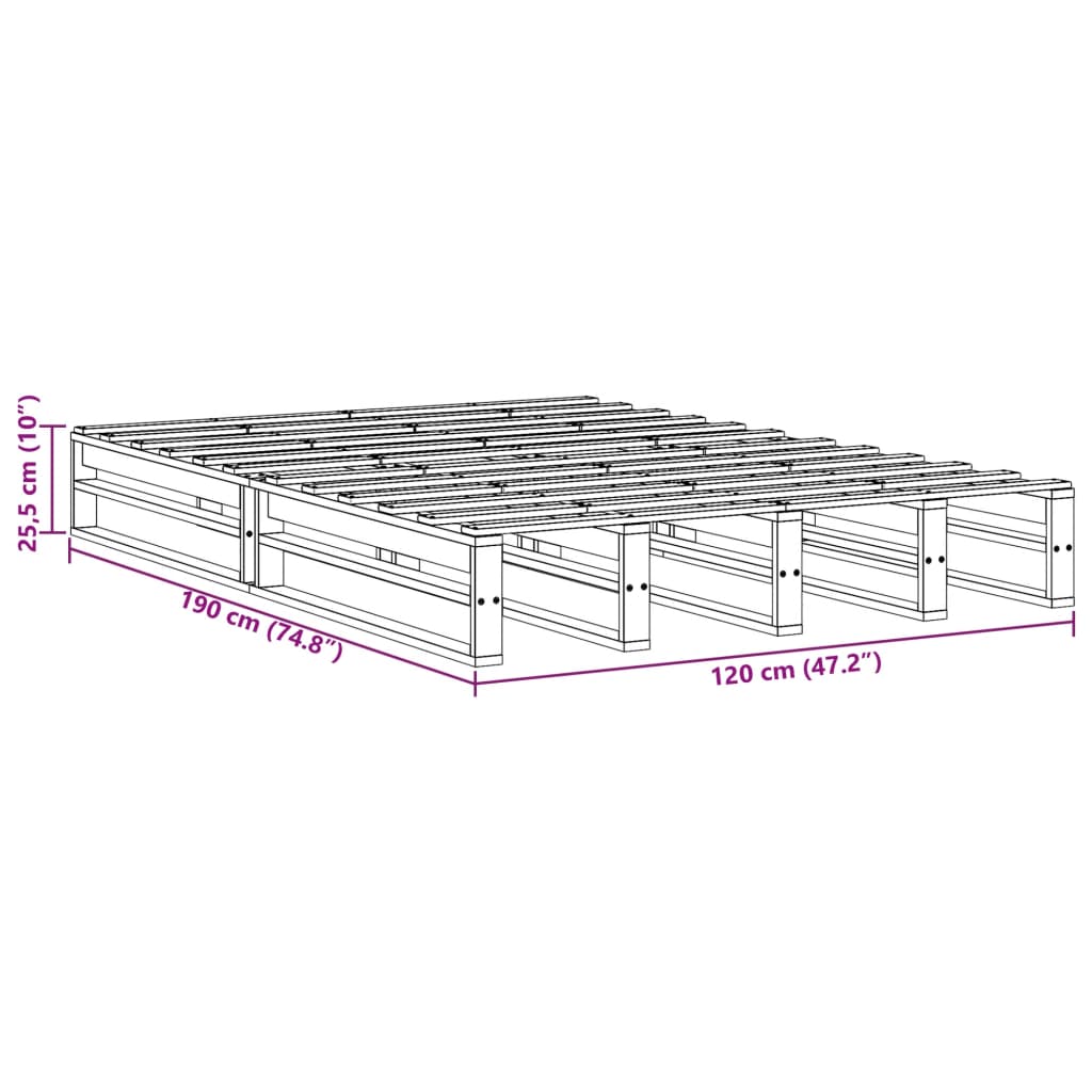 Letto senza Materasso Marrone Cera 120x190 cm in Legno di Pino | homemem39