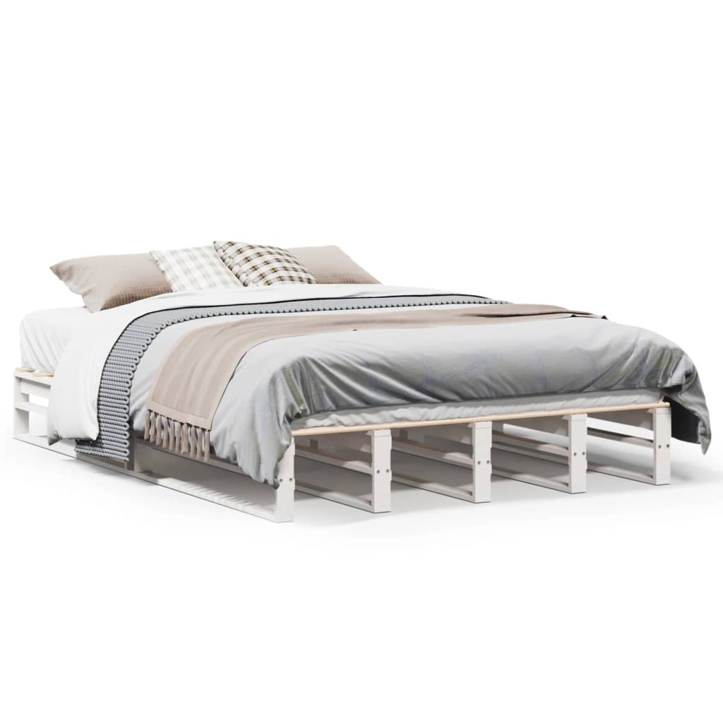 Letto senza Materasso Bianco 135x190 cm Legno Massello di Pino | homemem39