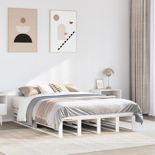 Letto senza Materasso Bianco 135x190 cm Legno Massello di Pino | homemem39