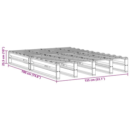 Letto senza Materasso Marrone Cera 135x190 cm in Legno di Pino | homemem39