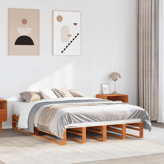 Letto senza Materasso Marrone Cera 135x190 cm in Legno di Pino - homemem39