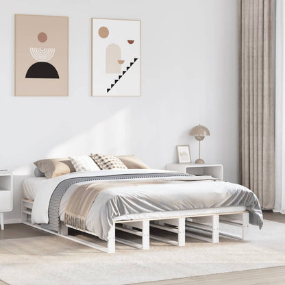 Letto senza Materasso Bianco 140x190 cm Legno Massello di Pino | homemem39