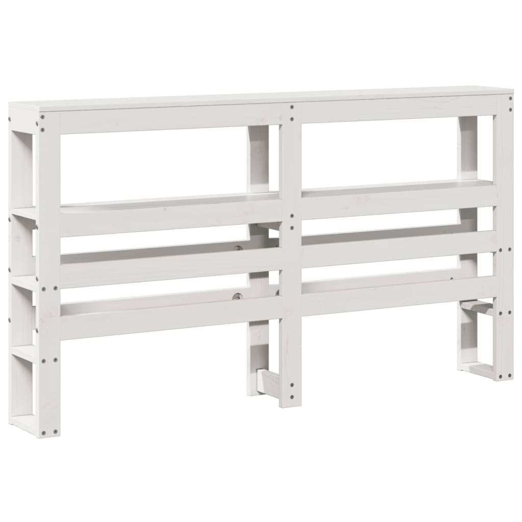 Testiera con Ripiani Bianca 160 cm in Legno Massello di Pino - homemem39