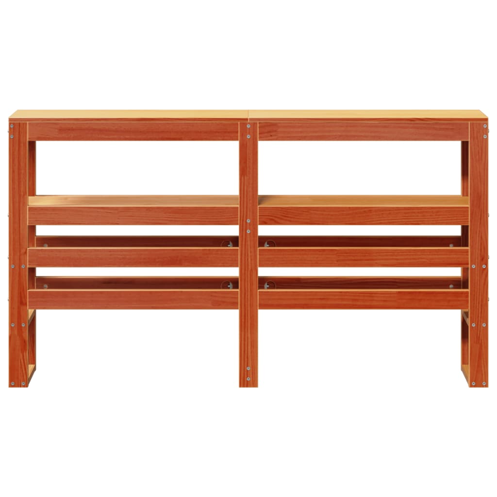 Testiera con Ripiani Marrone Cera 160 cm Legno Massello di Pino - homemem39